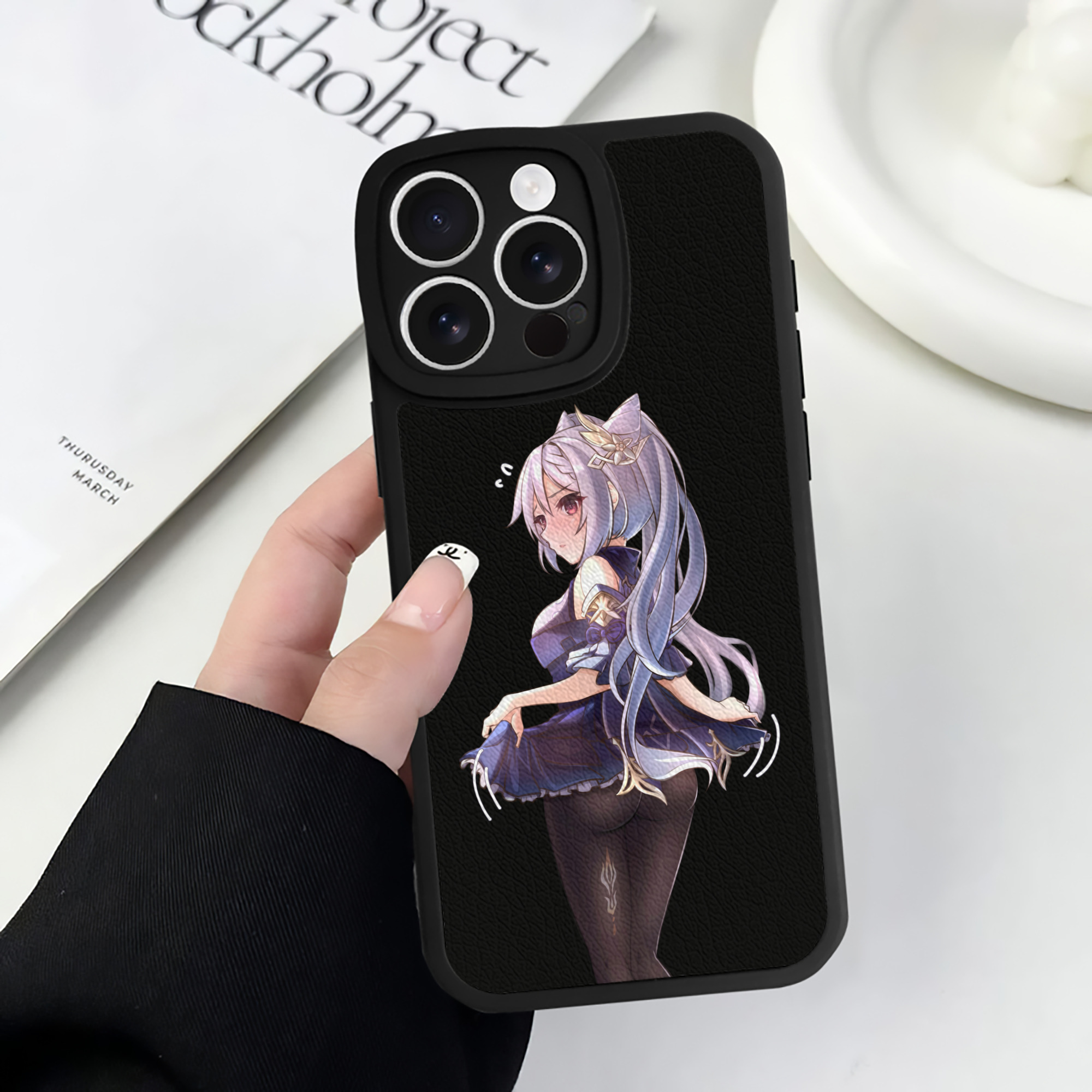 げんし神 刻晴 こくせい genshin Kokusei 【iPhone 16シリーズ対応】シリコンスマホケース（レザー調） 材質：シリコン